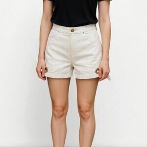 2/$15 Zara Rope Tie Shorts White Gold Accent Chino Low-Rise Size 4